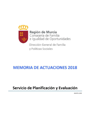 Memoria de actuaciones 2018 del Servicio de Planificación y Evaluación